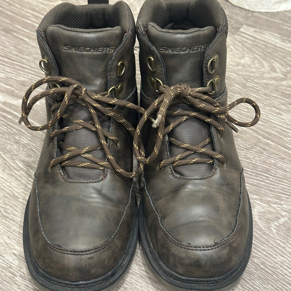 Skechers Skech-Tex Waterproof Boots Brown Ankle Hiking Workwear Utility M6‎ W7.5 - Picture 2 of 9
